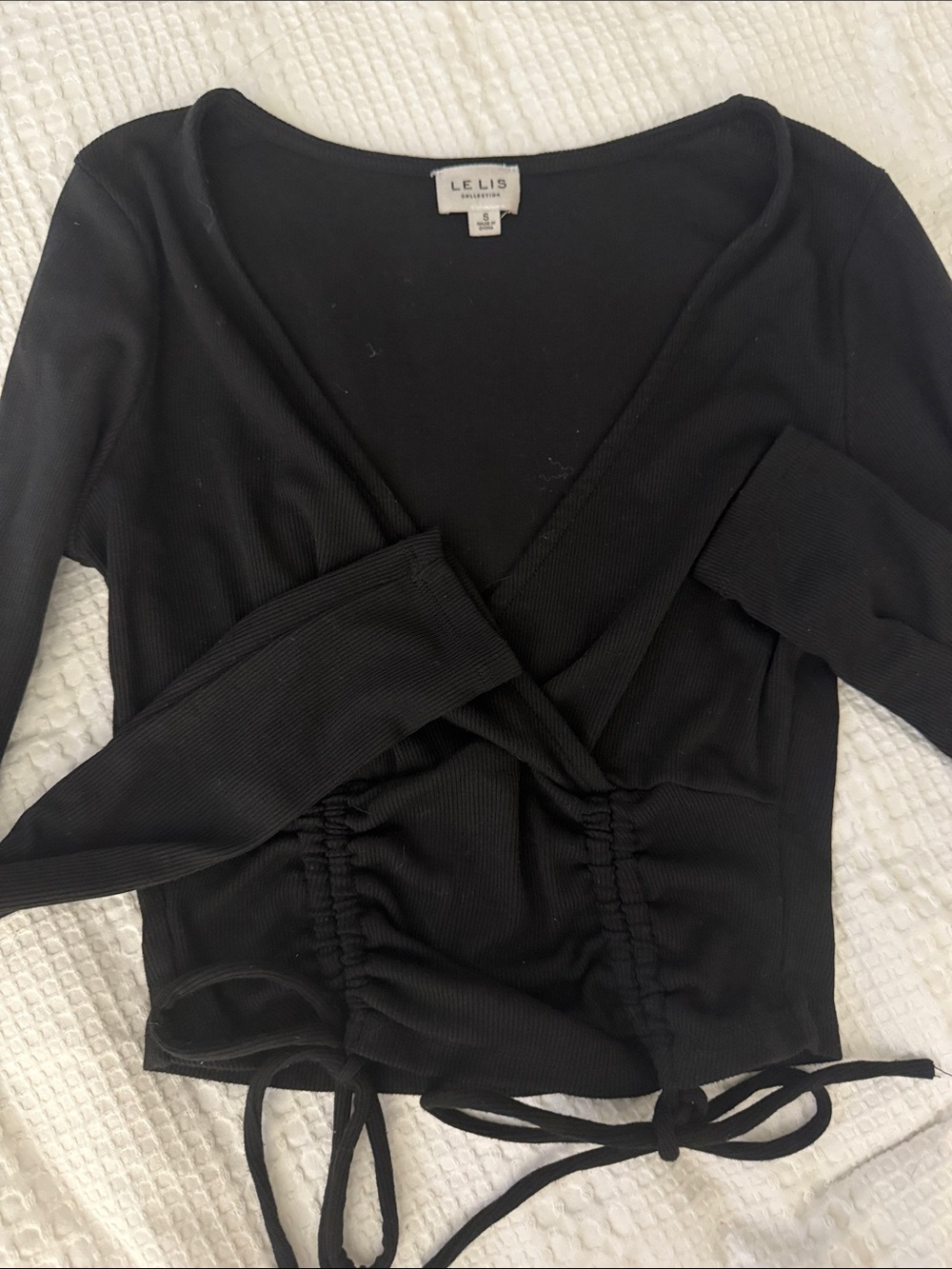 LELIS black long sleeve v-neck with ties